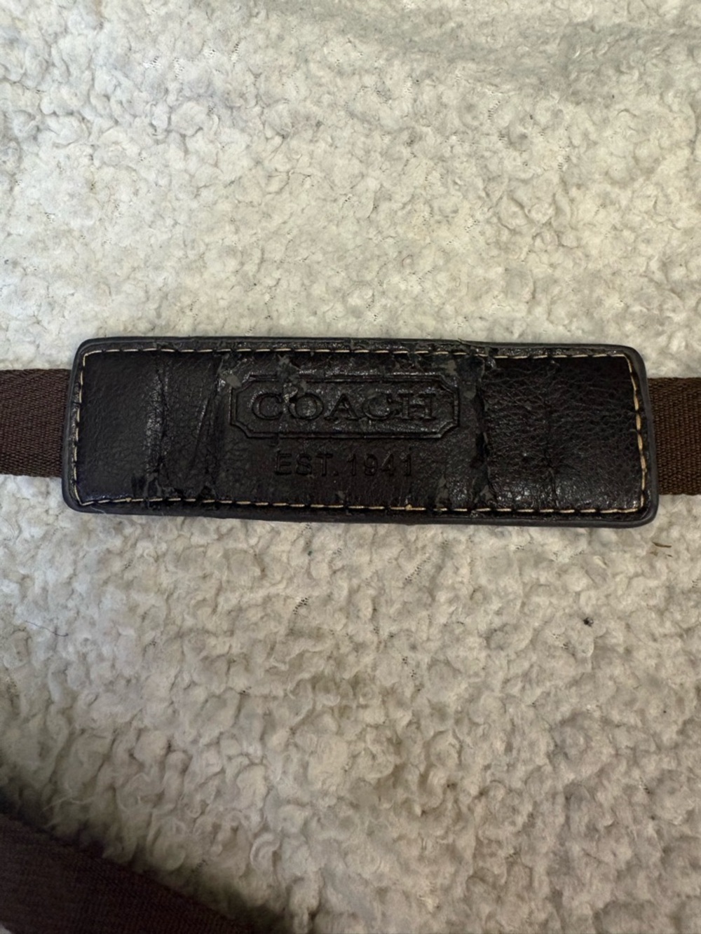 Coach Leather Logo Patch Strap in Dark Brown - Picture 2 of 9